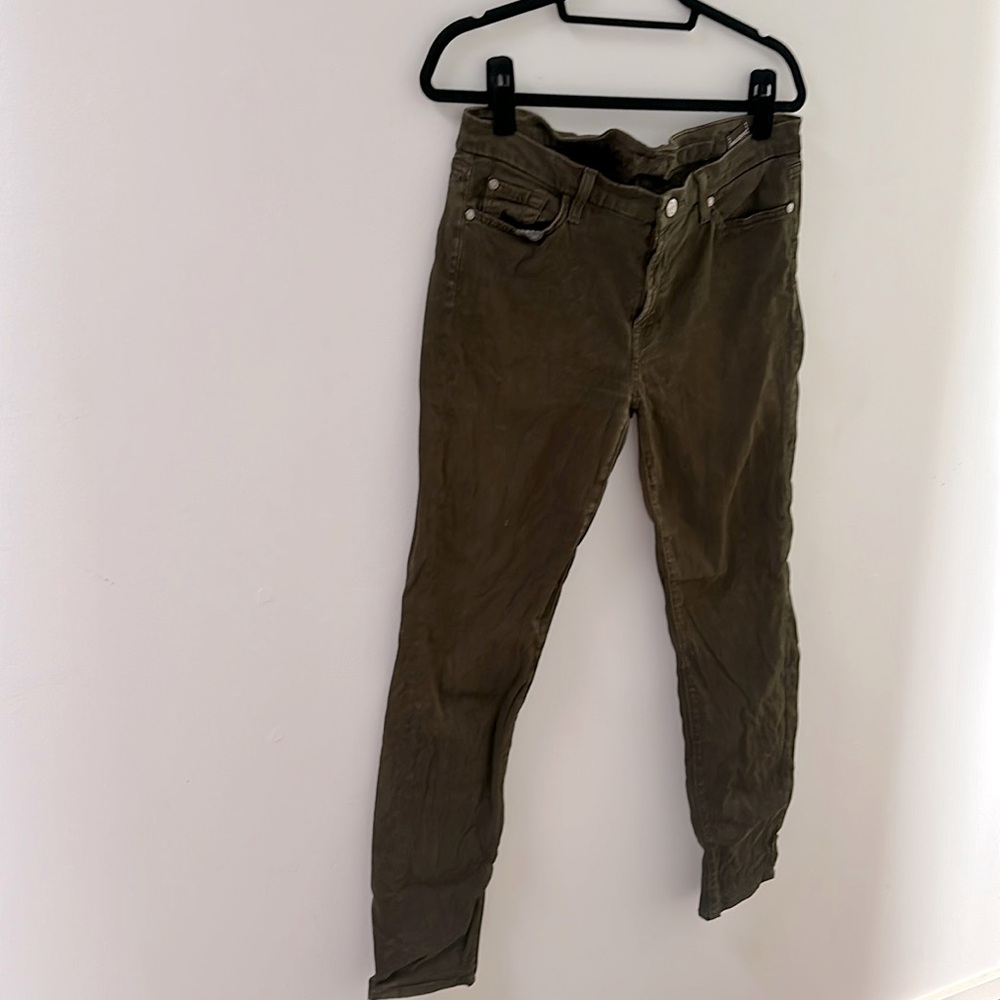 7 for All Mankind camo green brushed skinny jeans size 32